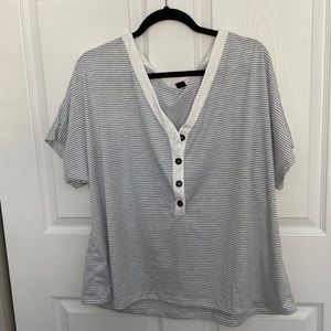 Stripped button down T